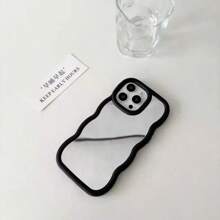 镜面 1 件糖果波浪丝滑光泽时尚手机壳兼容 16/Redmi Note 11 4G/Galaxy A55/Infinix Note 30/ Moto E30 防水防震防摔防刮 - 黑色 - 查看 6