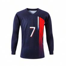 [定制] 皇马 2 件套休闲运动服速干长袖运动服套装，#7，适合足球、健身、日常穿着，名字定制 - 藏蓝色 - 查看 3
