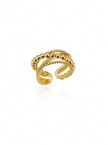 1 PC Beads Twist Cross Rings For Women Gold Color Asymmetrical Opening Ring Wedding Aesthetic Jewelry Gift