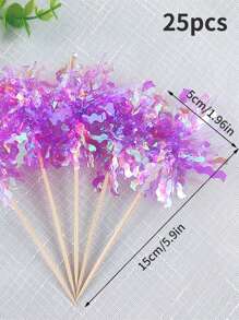 25pcs Colorful Cake Decorations, Glitter Rain Cake Toppers, Birthday Baking Insert Cards, Party Supplies, Birthday, Holiday