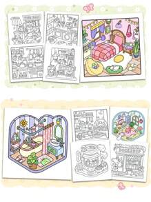 1 本《小角落：成人、青少年和学生涂色书》，超可爱温馨的空间设计，助您放松身心（温馨空间涂色）。释放情绪，缓解焦虑 | 节日和特殊场合的理想礼物，返校必备，学习用品 - 彩色 - 查看 2