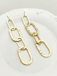 1 对个性化时尚简约小众设计配饰不锈钢铁链拼接流苏耳环适合女性日常佩戴和节日礼物