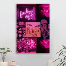 Pink Mosaic Personality Canvas Painting, Personality Creative Home Decoration, High Quality Decorative Posters, Dormitory, Gym, Bar, Cafe, Arcade, Room Living Room Wall Decoration Painting, Perfect Gift,Framed Canvas Painting - Framed(框架) - 查看 4