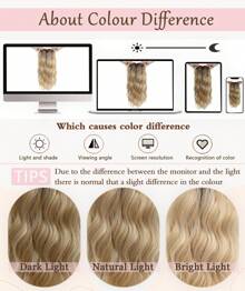 20" Wavy Hair Topper To Add Hair Volume 6.5"X6.5" Base Size Hair Toppers For Women Synthetic Hair Pieces For Women With Thinning Hair Wavy Clip In Hair Extensions - Blonde Highlight - View 7