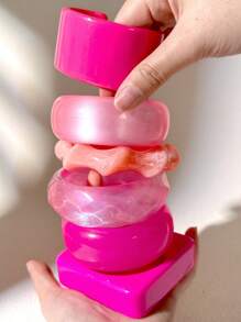 1pc Fashionable Vibrant Color Women Personalized Bracelet, Round And Square Shape Suitable For Daily Wear And Gift - Multicolor - View 10