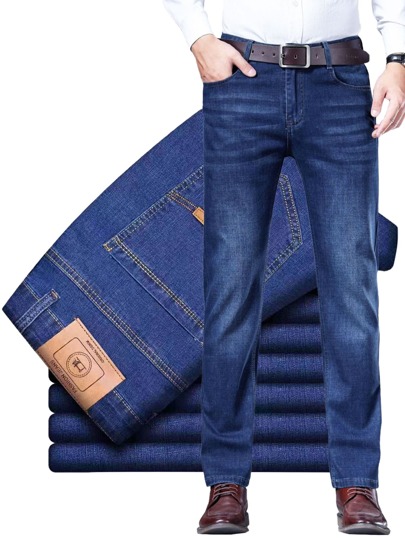 Sensual Star Jeans de diseño clásico sueltos para hombres, Jeans Básicos de Trabajo, Jeans para Hombre,Men's Classic Regular Jean, Jean de Corte Holgado, Pantalón de Mezclilla, Diseño Clásico Y Chic Para Negocios