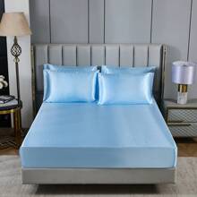 Satin Bed In A Bag 8 Pieces King/Queen Size Silk Like Baby Blue Comforter Set Luxury Silky Bedding Set Soft Lightweight Comforter Set Cooling Sheet Set - Màu xanh nhạt - Xem 6
