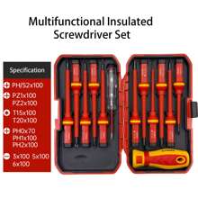 Juego de 12 piezas de herramientas de mano VDE aisladas de 1000V, juego de destornilladores de electricista de alta calidad, incluye bolígrafo probador de aislamiento, para reparaciones en el hogar