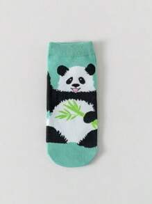 5 Pairs Women's Cartoon Panda Simple Socks, Soft Casual Short Socks, Versatile For Spring & Autumn