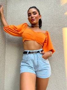 Saina Office 910 With Belt Black Shorts Women's Jeans Casual High Waist Shorts Women's Jeans With Pocket Youth Natural 910 With Belt - 910# com cinto - 查看 3