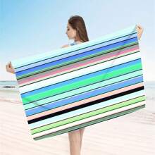 1 pieza Toalla de playa extra grande, extra grande, súper absorbente, manta de playa de fibra suave, artículo esencial de verano, a prueba de viento, a prueba de sol, playa, fiesta, viaje seco, camping, accesorio de playa, regalo de vacaciones