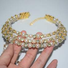 3 件套时尚夸张项圈、仿珍珠项链、珍珠和水钻多层颈链首饰、情人节礼物、妈妈、母亲、母亲节、礼物 - 金色 - 查看 4