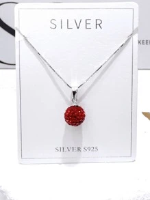 1pc Exquisite Minimalist Elegant 925 Sterling Silver Sparkling Cubic Zirconia Ball Pendant Necklace, Suitable For Women's Daily Wear