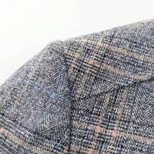 Men Casual Stand Collar Striped Jacket, Suitable For Spring & Autumn, Business Casual Blazer Outwear - Grey - View 4