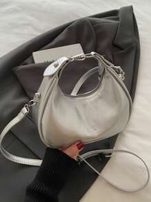 New Spring/Summer Fashion Crescent Handbag, Classic Solid Color PU Material Zipper Closure Tote Bag, Suitable For Attending Banquets, Gatherings, Queuing Festivals And Other Occasions, A Must-Have Stylish Bag - Multicolor - View 12