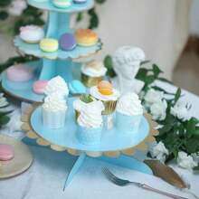 1 Tier 12.7" Round Cardboard Cupcake Stand Mini Cake Stand With Gold Scalloped Edge Dessert Holder One Tier Cake Stand - Multicolor - View 4