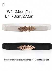 3pcs Women's Leaf Decorated Metal Buckle Elastic Waist Belt, Adjustable, Suitable For Plus Size Skirt Summer, School Fall, Autumn, Halloween - Multicolor - View 16