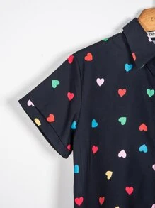 EMODA CREPE BLOUSE WITH HEART AND BUTTON #SHIRT#HEARTSHIRT - Black - View 4