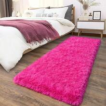 Soft Fluffy Shag Throw Area Rug, 2x4 Black, Non-Slip Bedroom, Hallways, Bedside, Dorm, Living Room - Long Shaggy Rug - 粉色 - 查看 2