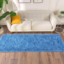 Soft Fluffy Shag Throw Area Rug, 2x4 Black, Non-Slip Bedroom, Hallways, Bedside, Dorm, Living Room - Long Shaggy Rug - Biru Kobalt - View 6