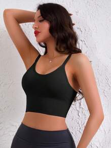 Soutien-gorge de sport décontracté pour femmes, à dos nageur, sans fil et matelassé, avec un soutien et un effet antichoc