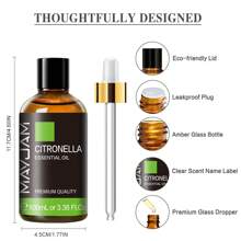 MAYJAM 1pc 10/30/100ml Citronella Essential Oils For Aromatherapy Diffusers Humidifier DIY Candle,Citronella Oils For Diffusers For Home Freshen Air,Aromatherapy Massage,Improve Rough Skin Ideal For Home/Gatherings/Travel - Citronella - View 5