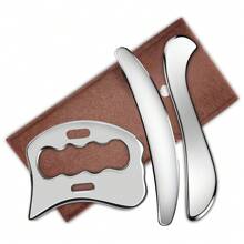 1/2/3pcs Stainless Steel Gua Sha Tools, Muscle Scraping Gua Sha Massage Tool, Body Massager, Soft Tissue Massage Tool, 304 Stainless Steel Material, With Storage Bag - Multicolor - View 1
