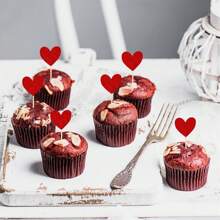 10pcs/20pcs Multicolored And Red Heart Cupcake Top, Sparkling With Love, Valentine's Day Cupcake, Valentine's Day Theme, Wedding Engagement, Bride Shower, Birthday Party, Cake Decoration Supplies