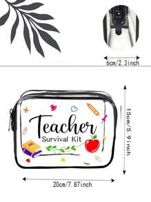 1 pièce Meilleur sac de maquillage transparent imprimé en PVC pour les enseignants, sac de plage imperméable, sac de rangement transparent, sac de toilette pour le voyage, le camping, l'école, la salle de bain, la chambre d'étudiant, le rangement des outils de maquillage, unisexe, cadeau parfait pour les amis, les enseignants, la mère, les indispensables de voyage, sac de toilette de voyage, rangement de maquillage, vacances, fournitures scolaires, essentiels de voyage, pour femmes, pour la chambre d'étudiant