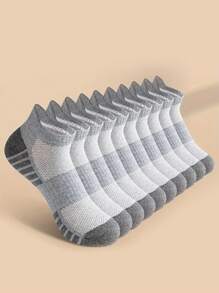 25 Pairs Men's Simple Tie Pattern Athletic Casual Ankle Socks, Versatile For Everyday Wear