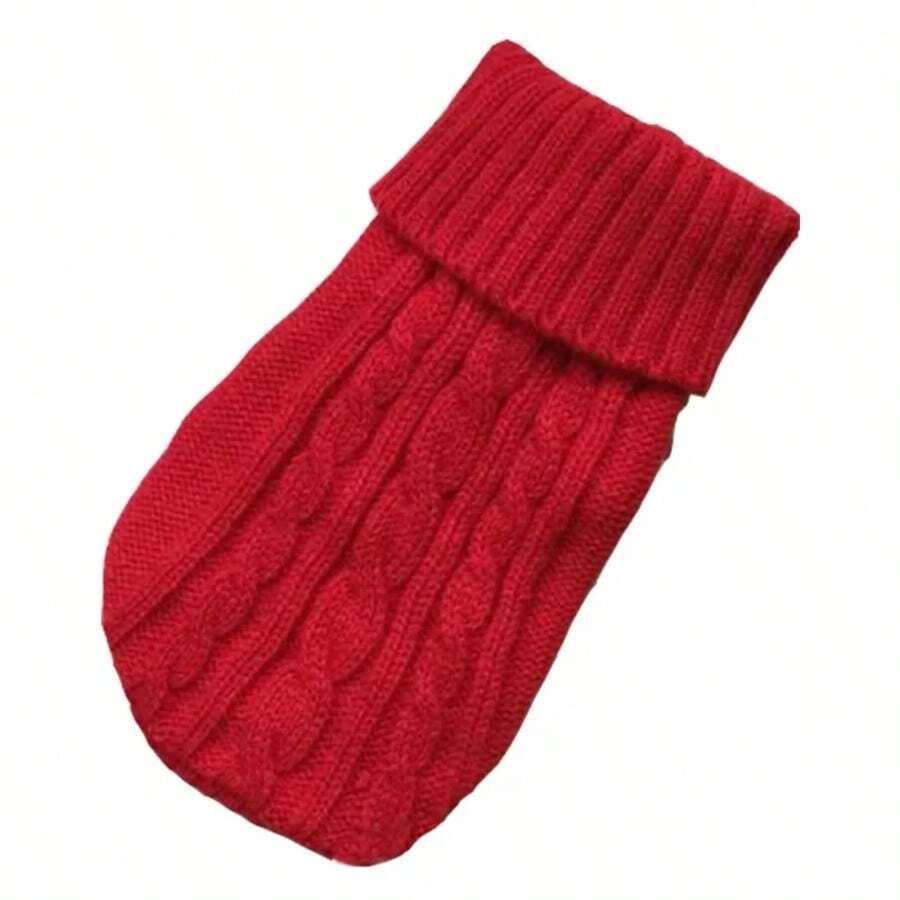 Ropa de invierno para perros, ropa tejida para mascotas, para perros pequeños y medianos, suéter para cachorros chihuahua, suéter para perros Yorkshire, ropa para perros - Rojo - Ver 1