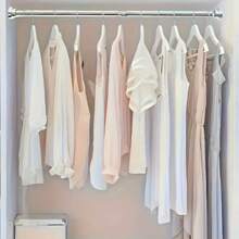 1 pièce Tringle à vêtements métallique réglable sans perçage, montée au mur. Convient pour la chambre, la salle de bain et la buanderie, avec embouts en plastique. Idéal pour suspendre les vêtements, les rideaux de douche, les accessoires de buanderie. Décoration moderne pour la maison. Tringle robuste, Porte-vêtements Décoration de salle de bain Décoration d'automne