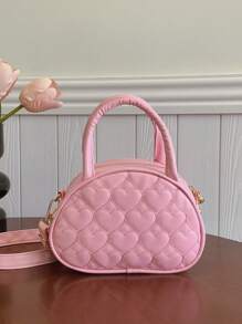 1 件时尚爱心刺绣贝壳包，时尚女孩手提单肩包 - 愛心繡花貝殼包 - 查看 6