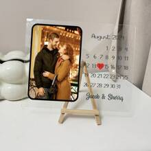 1PC Customized Family Couple Memorable Moments Date Photo Transparent Acrylic Plaque,Birthday Engagement Wedding Anniversary Valentine's Day Gift For Him Her,Romantic Artwork For Bedroom Office Dorm Room Bathroom Club Cafe Bar Cinema Playroom Home Wall Decoration, No Wood Stand Gifts Graduation
