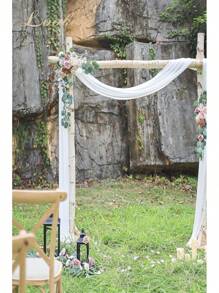 Artificial Flowers Wedding Arch Decoration Kit (Pack Of 3) - 2pcs Aobor Flower Arrangement & 1pc Chiffon Drape For Wedding Ceremony Backdrop Decoration, Elegant Dusty Rose