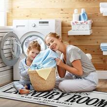 Alfombra de lavandería antideslizante - Tapete de cocina estilo granja para vestíbulo y baño - Negro, 20 x 47 pulgadas - Gris - Ver 7