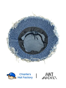 1pc Unisex Washed Frayed Edge Bucket Hat, Suitable For Everyday Wear - Bucket Hat - View 3