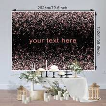 1 peça de fundo com nome personalizado, rosa e preto, bolinhas rosa, fundo fotográfico personalizado para festa de aniversário, casamento, chá de panela, despedida de solteira, decoração, suprimentos, mesa de sobremesa, banner/vinil