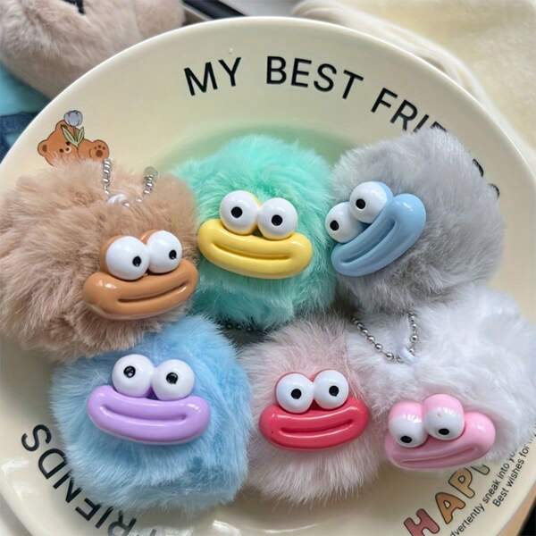 6 confezioni di portachiavi carini a forma di salsiccia a cartone animato, colori misti, in materiale soffice e peluche, accessori novità carini per borse e auto