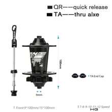 TANKE 120 Click Hub 6 Bearing MTB Mountain Bike Hub Front 28 32 36 Holes QR Thru-Axle Exchange Disc Brake Bicycle Hubs HG - 黑色 - 查看 2