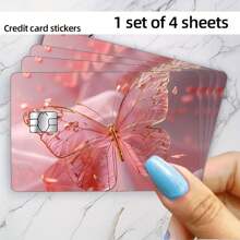 4pcs Vibrant Butterfly Credit & Debit Card Protectors, Waterproof PVC Stickers With Unique Designs For Stylish Card Protection, Card Stickers For Credit Card,Back To School,School Supplies - XYK-80 - View 5