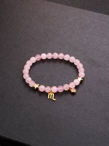 1Piece 12 Zodiac Signs Elegant Natural Gemstone Bracelet 6mm Opal Rose Quartz Watermelon Tourmaline Peach Blossom Stone Blue Apatite Red Aventurine Carnelian Rhodonite Bloodstone Rutilated Quartz Beads Girlfriend Bangles With Gold Color Stainless Steel 12 Zodiac Medallion And Vibrant Cubic Zirconia Jewelry Unique Birthday 12 Zodiac Gift For Women