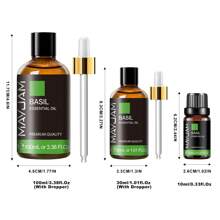 Óleo Essencial de Manjericão 10/30/100ml, MAYJAM 1 peça Óleos de Manjericão Premium para Difusores de Aromaterapia Umidificador Vela e Fabricação de Sabão, Óleos Essenciais Puros para Difusores para Perfumes Domésticos DIY, Aromas de Longa Duração - Manjericão - Visão 9
