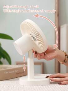 AOYI 1 pezzo Ventilatore da scrivania oscillante ricaricabile con motore brushless a 3 velocità regolabili, funzione telescopica e cavo di ricarica, silenzioso