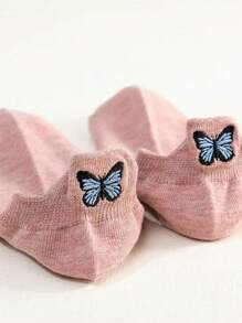 10 أزواج من الجوارب القصيرة النسائية المطرزة برسومات الفراشة معززة للكعب، جوارب كاجوال ماصة للرطوبة، جوارب كاحل نسائية - متعدد الألوان - مشاهدة 6