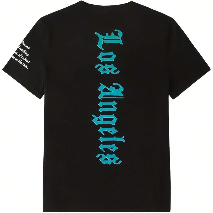 MyFav Men's Graphic T-Shirt Short Sleeve Letter Print Summer Casual Crew Neck Fashion Tee Tops