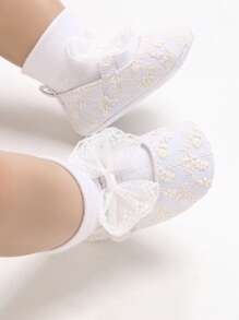 Newborn Infant Girls Solid Color Floral Princess Casual Flat Shoes