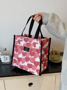 聚酯材料便携式保温午餐手提袋，矩形，带铝箔层，适合学生、办公室职员和户外野餐，保持食物温暖、新鲜、防水、防油，容量大，学校储物袋，教师储物袋，教室包，教室储物袋返校用品袋学校用品学校用品