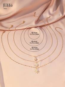Hihho 3 pièces Collier de breloque cubique étoile filante plaqué or en acier inoxydable avec blanc, design art unique à la mode et décontracté, convient pour les femmes et les couples, style de rue, tenue quotidienne et cadeau de fête, décoration de vacances