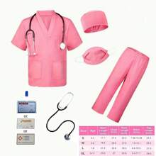 6 件套医生服装玩具套装，手术服装扮服装，适合男孩和女孩，粉色/绿色（详细信息随机） - 彩色 - 查看 12